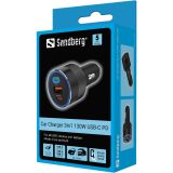 SANDBERG AVTOMOBILSKI POLNILNIK 130W 2X USB-C, 1X USB-A