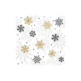 SERVIETE 33X33 CM ZLATO-SIVE SNEŽINKE 20/1