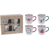 SET SKODELIC IN LONČKOV EH 200 ML 4/1 ZIMSKI DEKOR IZ KERAMIKE V ŠKATLI