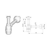 SIFON ZA UMIVALNIK LIV 32 MM PVC IZTOK "H" BREZ IZLIVNEGA VENTILA