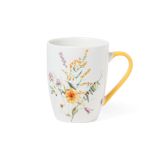 SKODELICA / LONČEK 350ML 8.3X10.5CM VZOREC ROŽICE ROČAJ RUMENE BARVE
