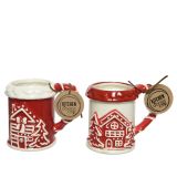 SKODELICA / LONČEK DECORIS 300 ML, BOŽIČNI BELE/RDEČE BARVE, SORT