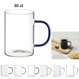 SKODELICA / LONČEK HOME DECO 300 ML STEKLEN OBARVAN ROČAJ