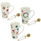 SKODELICA / LONČEK TOGNANA 520 ML NATALE CHRISTMAS TEA TIME + CEDILO