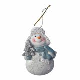 OKRASEK ZA JELKO GLOSSTYLE SNEŽAK 7.8 CM POLIRESIN VISEČI SORTIRANO