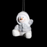 OKRASEK ZA JELKO GLOSSTYLE SNEŽAK KERAMIČNI 7 CM SIVE BARVE