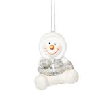 OKRASEK ZA JELKO GLOSSTYLE SNEŽAK KERAMIČNI 7 CM SIVE BARVE