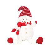 OKRASEK ZA JELKO GLOSSTYLE SNEŽAK RDEČE BELI 55 CM TEKSTILNI Z NOGAMI