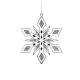 OKRASEK ZA JELKO GLOSSTYLE SNEŽINKA SREBRNO BELA 11X11X13 CM