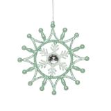 OKRASEK ZA JELKO GLOSSTYLE SNEŽINKA SV. ZELENA 14 CM PREMERA