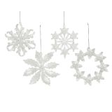 OKRASEK ZA JELKO SNEŽINKA, BELE BARVE, FI 13.50 CM, SORT