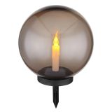 SOLARNA VRTNA SVETILKA GLOBO KROGLA, Z IMITACIJO SVEČE LED 0.06W IP44 25X38.5 CM
