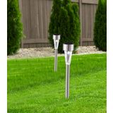 SOLARNA VRTNA SVETILKA GLOBO PALICA INOX SIVA 0.06W 3.2V, BELA 35CM