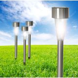 SOLARNA VRTNA SVETILKA GLOBO PALICA INOX SIVA 0.06W 3.2V, BELA 35CM