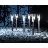 SOLARNA VRTNA SVETILKA GLOBO PALICA INOX SIVA 0.06W 3.2V, BELA 35CM