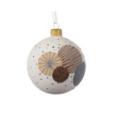 STEKLENA BUNKA DECORIS BELA S KROGI IN PIKAMI FI 8 CM