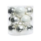 STEKLENA BUNKA DECORIS BELA/SREBRNA MAT/SIJOČE 15/1 FI 6 CM