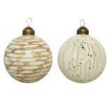 STEKLENA BUNKA DECORIS BELA Z RJAVIM DEKORJEM FI 8 CM SORT