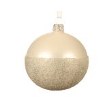 STEKLENA BUNKA DECORIS BELE BARVE S POSIPOM FI 8 CM