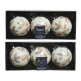 STEKLENA BUNKA DECORIS BELE BARVE Z LISTKI 3/1 FI 8 CM SORT