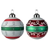 STEKLENA BUNKA DECORIS BOŽIČNE BARVE Z DEKORJEM FI 8 CM SORT