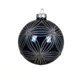 STEKLENA BUNKA DECORIS FI 10 CM, TEM.MOD./SREBR. VZOREC, SORTIRANO