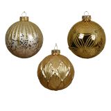 STEKLENA BUNKA DECORIS FI 10 CM, ZLATA VZOREC, SORTIRANO