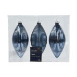 STEKLENA BUNKA DECORIS FI 6X13 CM, TEMNO MODRA VZOREC, 3/1