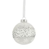 STEKLENA BUNKA DECORIS FI 8 CM, BELA VZOREC, SORTIRANO, GOZD