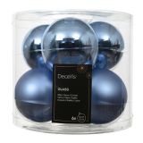 STEKLENA BUNKA DECORIS FI 8 CM, MODRA, 6/1 SIJOČA/MAT
