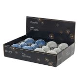 STEKLENA BUNKA DECORIS FI 8 CM, MODRA, BELA VZOREC, SORTIRANO