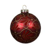 STEKLENA BUNKA DECORIS FI 8 CM TEM.ZELENA/RDEČA VZOREC, SORTIRANO