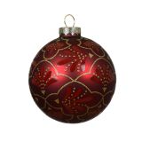 STEKLENA BUNKA DECORIS FI 8 CM TEM.ZELENA/RDEČA VZOREC, SORTIRANO