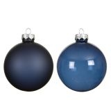 STEKLENA BUNKA DECORIS FI 8 CM, TEMNO MODRA 4/1 SIJOČA/MAT