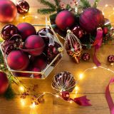 STEKLENA BUNKA DECORIS FI 8 CM TEMNO RDEČA 16/1
