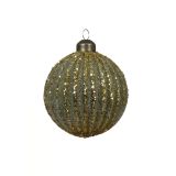 STEKLENA BUNKA DECORIS FI 8 CM TEMNO ZELENA VZOREC, SORTIRANO
