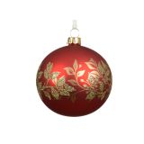 STEKLENA BUNKA DECORIS FI 8 CM, ZELENA, RDEČA, ZLATA, VZOREC, SORTIRANO