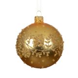 STEKLENA BUNKA DECORIS FI 8 CM, ZLATA VZOREC