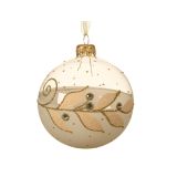 STEKLENA BUNKA DECORIS PROZORNA Z ROZA VEJICO FI 8 CM