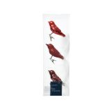 STEKLENA BUNKA DECORIS PTIČEK, RDEČ REP BELO PERJE, 3/1