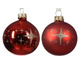 STEKLENA BUNKA DECORIS RDEČA Z VOZRCEM FI 6 CM SORTIRANO