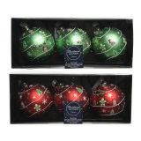 STEKLENA BUNKA DECORIS RDEČA/ZELENA Z DEKORJEM 3/1 FI 8 CM SORT