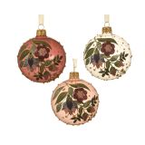 STEKLENA BUNKA DECORIS ROZA S CVETJEM FI 8 CM SORT