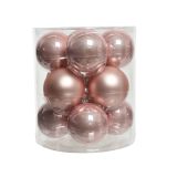 STEKLENA BUNKA DECORIS ROZA SIJOČE/MAT 12/1 FI 8 CM