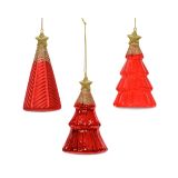STEKLENA BUNKA DECORIS SMEREKA, RDEČA/ZLATA 12.60 CM, SORTIRANO