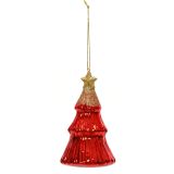 STEKLENA BUNKA DECORIS SMEREKA, RDEČA/ZLATA 12.60 CM, SORTIRANO