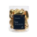 STEKLENA BUNKA DECORIS SRČEK, ZLAT, 4.5 CM 12/1