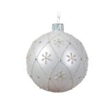 STEKLENA BUNKA DECORIS SREBRNA Z VZORCEM FI 8 CM