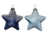 STEKLENA BUNKA DECORIS ZVEZDICA, MODRA, 9.5 CM 2/1, VZOREC, SORTIRANO