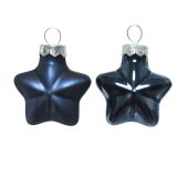 STEKLENA BUNKA DECORIS ZVEZDICA, TEMNO MODRA 4.5 CM, 12/1